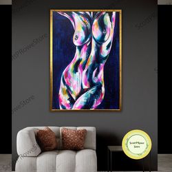 seductive canvas print, erotic wall art, nude woman artwork, sexy bedroom decor, sensual art print, framed canvas ready