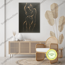 sensual couple canvas painting, lovers artwork print, nude couple art print, romantic wall decor, bedroom art, erotic gi