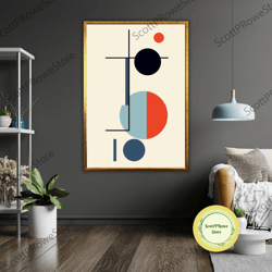 abstract shapes art canvas print, modern wall decor, ready to hang framed canvas