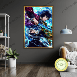 anime art canvas print, ready to hang, framed wall art, otaku decor, manga lover gift
