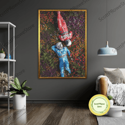 astronaut lovers art canvas, outer space wall art, romantic home decor, couples gift