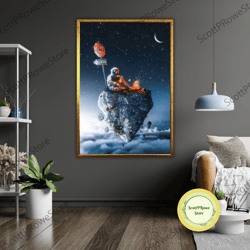 astronaut marshmallow art canvas, cooking in space, kitchen wall decor, food lover gift, outer space print, home decor