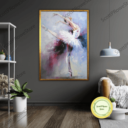 ballerina oil painting on canvas, ballet dancer artwork, dance studio wall decor, gift for ballerina, ballet lover gift