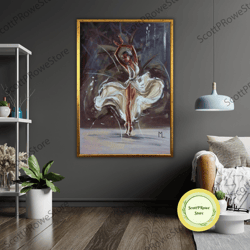 ballerina's serenade art canvas print, ready to hang, framed wall decor, ballet lover gift