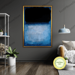 black blue abstract art canvas, mark rothko inspired painting, modern wall decor, contemporary home artwork, gallery qua