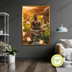 buddha art canvas, zen home decor, large wall art, spiritual artwork, meditation room decoration