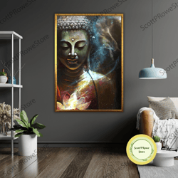buddha canvas wall art, minimalist home decor, zen meditation room decoration, modern art print