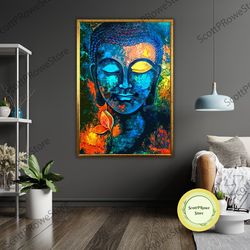 canvas print of buddha art, modern home decor, wall hanging, serene artwork, calming room accent