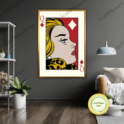 car roy lichtenstein wall decor, in the car canvas print, ready to hang, framed art