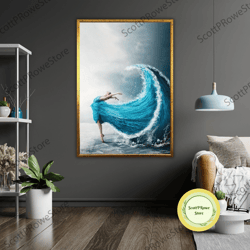 dance with the waves art print, ocean waves wall decor, beach house decoration, nautical print, coastal art, sea lover g
