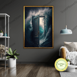 door to the waves canvas print, ready to hang, framed ocean art, coastal decor