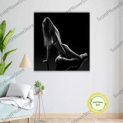 erotic nude woman canvas print, ready to hang, framed wall art, sensual bedroom decor
