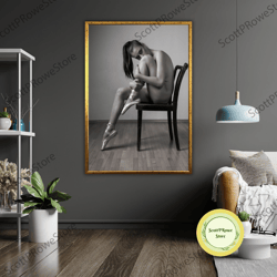 erotic nude woman canvas print, ready to hang, framed wall decor, sensual art, adult artwork