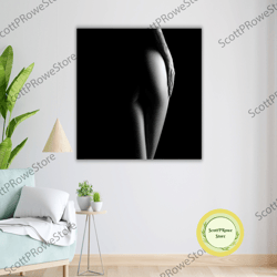 erotic woman art canvas, nude wall print, ready to hang, framed sensual art, erotic home decor