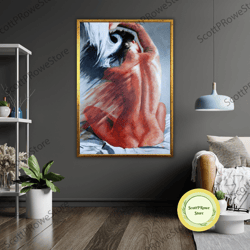 erotic woman in bed art canvas, ready to hang, framed sexy wall decor, sensual bedroom print