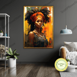 ethnic art canvas print, african woman, ready to hang, framed wall decor, cultural home decor, wall art-3