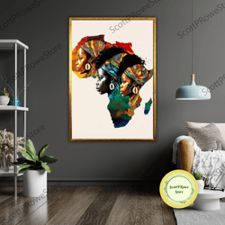 ethnic art canvas print, african woman, ready to hang, framed wall decor, cultural home decor, wall art-5
