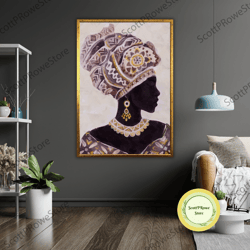 ethnic art canvas print, african woman, ready to hang, framed wall decor, cultural home decor, wall art-6