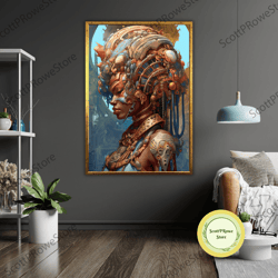 ethnic art canvas print, african woman, ready to hang, framed wall decor, cultural home decor, wall art-7