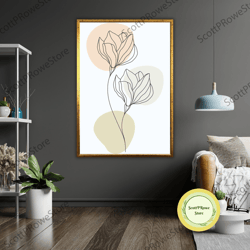 floral tranquility canvas print, ready to hang, framed minimalist art, wall decor, botanical print-1