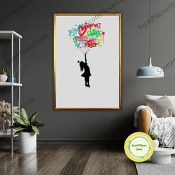 framed graffiti girl art canvas, ready to hang wall art, urban street art, contemporary home decor, vibrant colors