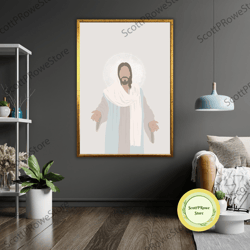 jesus wall art canvas print, religious decor, ready to hang, framed christian art, holy spirit gift