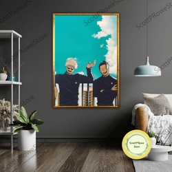 jujutsu kaisen art canvas print, ready to hang, framed canvas, anime wall decor