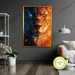 lion art canvas, wildlife wall decor, animal lover gift, nature inspired, safari wall art