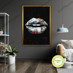 lips art canvas, lips wall decor, modern art, lips gift, lips home decor