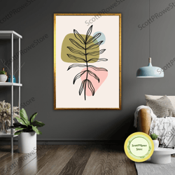 minimalist flowers art canvas print, ready to hang wall decor, framed floral canvas