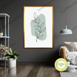 minimalist leaves canvas art, framed print, ready to hang, botanical wall decor, nature inspired