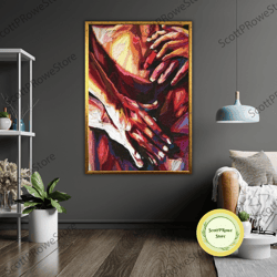 minimalist nude couple watercolor art canvas, ready to hang, framed wall decor, romantic bedroom art