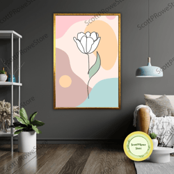 minimalist rose art canvas print, floral wall decor, ready to hang, framed canvas, elegant home deco
