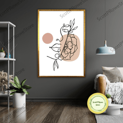 minimalist woman canvas print, framed ready to hang art, abstract female portrait, contemporary wall decor, stylish gift