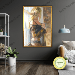 modern erotic art canvas, sexy woman wall decor, sensual artwork, seductive bedroom print, stylish home decor