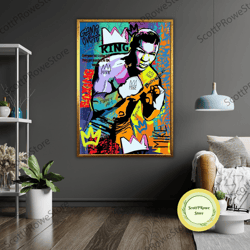 muhammed ali graffiti art canvas, street art decor, boxing artwork, urban wall decor, unique gift