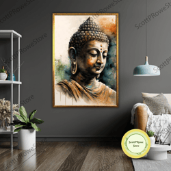 peaceful reflection buddha art canvas print, ready to hang, framed zen wall decor