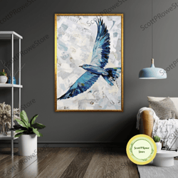 pigeon art canvas, bird painting, wall decor, animal art, gift for bird lover