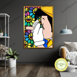 pinocchio pop art canvas print, ready to hang, framed wall art, colorful nursery decor, kids room art