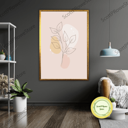 plain leaves art canvas print, ready to hang, framed wall decor, botanical print, nature inspired