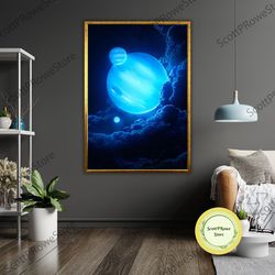 planets in the sky canvas print, ready to hang, framed space art, outer space decor