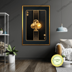 playing card clubs art canvas, poker night decor, gamblers wall art, casino theme gift