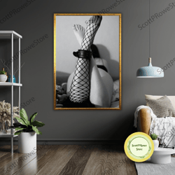 pretty sexy girl art canvas print, ready to hang, framed wall art, sensual femme fatale, bedroom decor