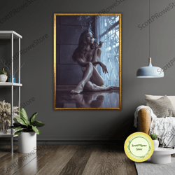 retro woman smoking canvas print, vintage poster art, bedroom wall decor, gift for her