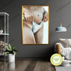 sensual nude woman art canvas, ready to hang, framed wall art, erotic bedroom decor, adult painting
