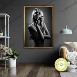 sensual woman art canvas, sexy wall decor, erotic artwork, seductive bedroom print, modern home decoration