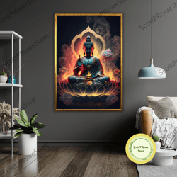 serene buddha canvas art, ready to hang, framed canvas print, peaceful wall decor, zen buddhism