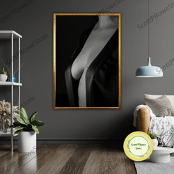 sexy breasted woman canvas print, ready to hang, framed wall art, sensual art decor