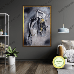 sexy hot woman oil print art canvas, ready to hang, framed canvas, wall decor, sensual home art