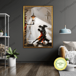 street art couple dancing canvas, abstract wall art, urban home decor, contemporary painting, unique gift idea